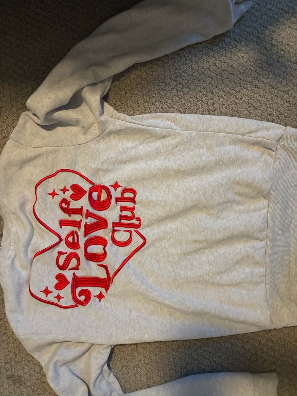 Self Love Club Hoodie - Light Gray with Red Graphic